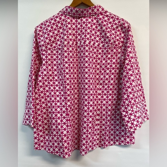 Chicos 100% cotton hot pink and white button down. So bright and light weight. - Picture 4 of 5